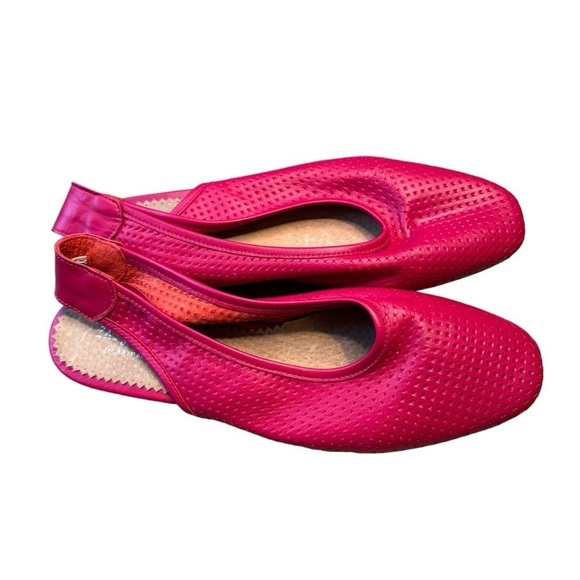 Anthropologie Farylrobin Kymeni Slingback Flats Pink Perforated Leather Size 37 - Picture 2 of 8
